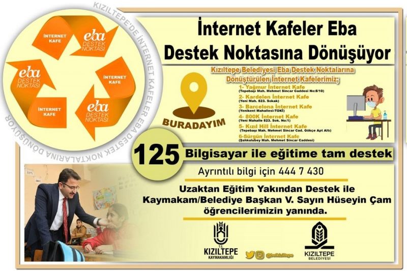   Kızıltepe İlçesinde İnternet Kafeler EBA Destek Noktalarına Dönüştürüldü