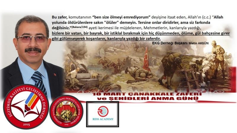 Başkan Akgün’den İstiklal Marşı Kabulü ve 18 Mart Çanakkale Zaferi Mesajı.
