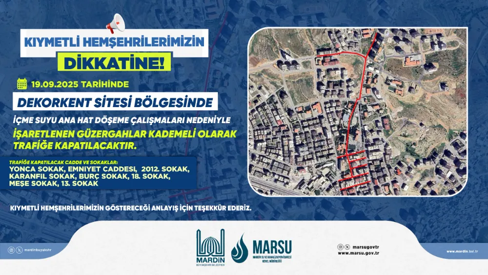 Dikkat! Bugün Artuklu’da Bu Güzargahlar Trafiğe Kapalı Olacak
